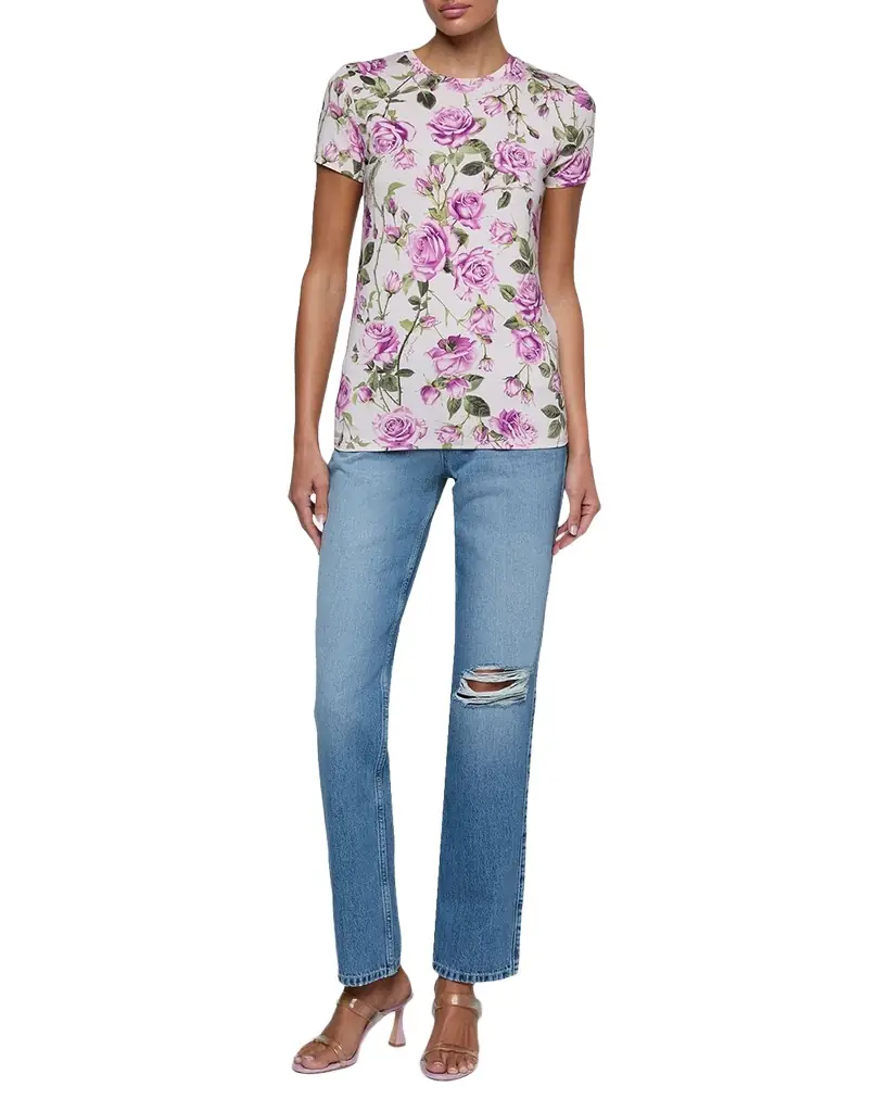 L 'Agence Ressi Short-Sleeve Rose Tee