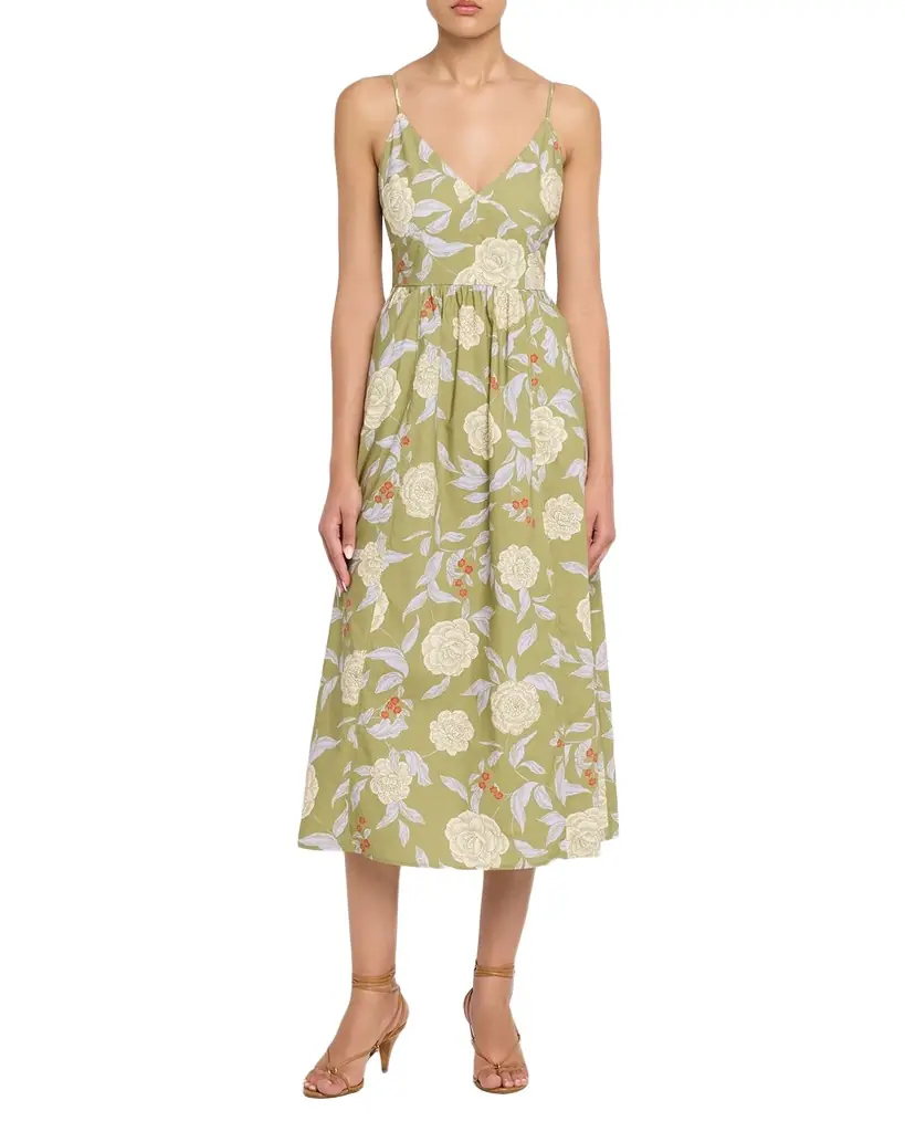 Tanya Taylor Vivien Fit & Flare Floral Cotton Midi Dress