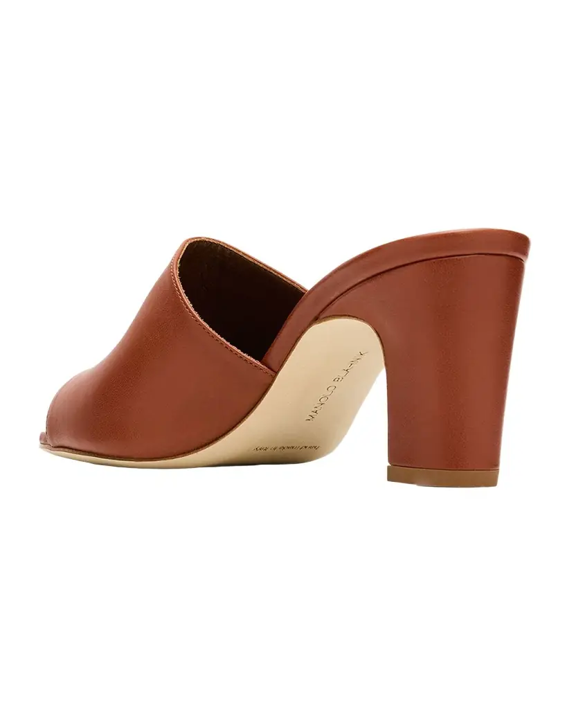 Manolo Blahnik 70mm Rapallabar Leather Mules