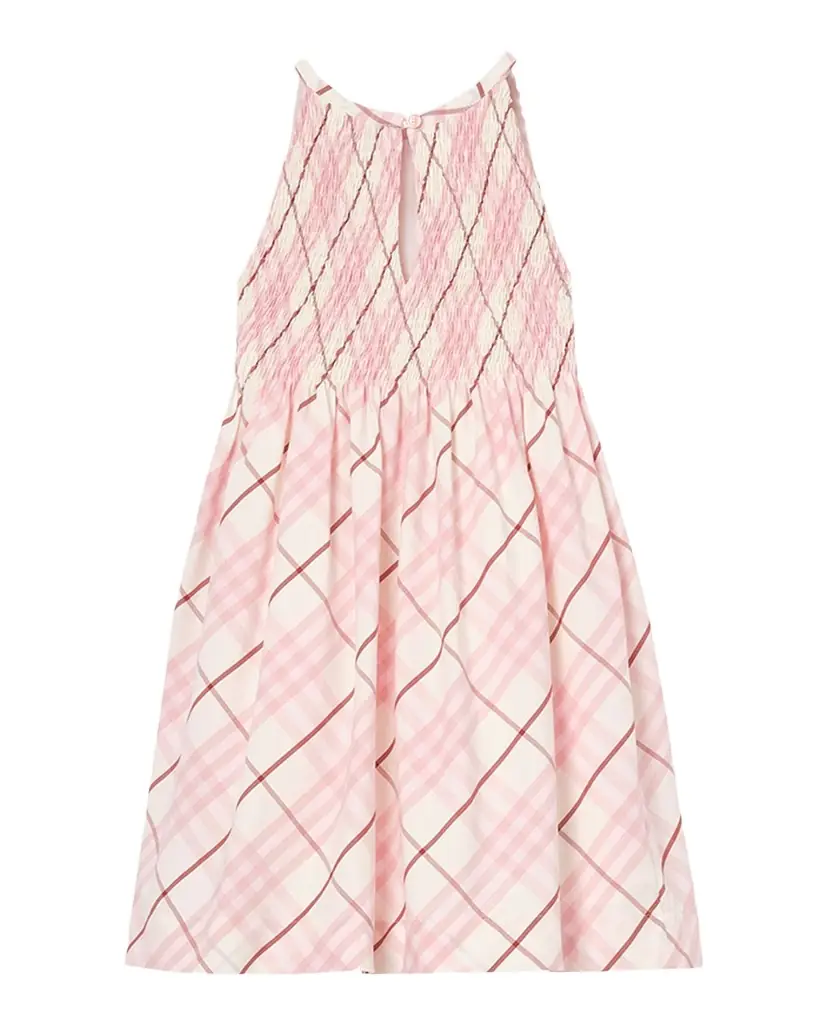 Burberry Girl 's Elsie Smocked Check Cotton Dress, Size 4-14