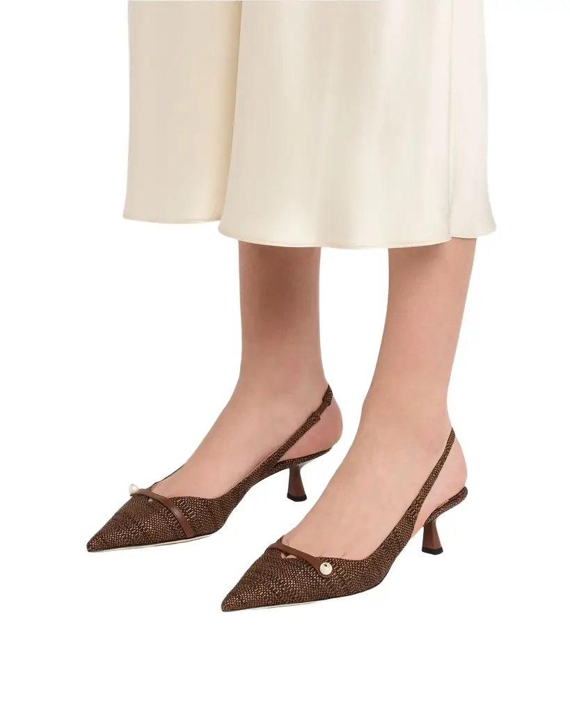 Jimmy Choo Amita 45mm Raffia Slingback Pumps