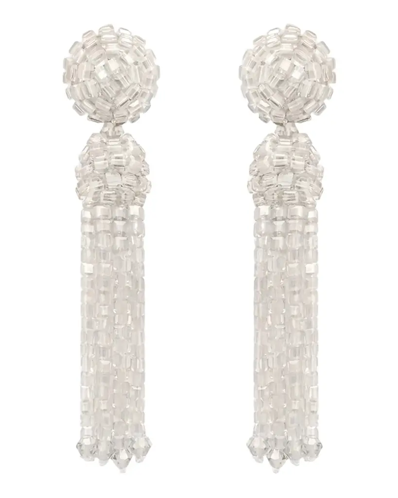 Oscar de la Renta Beaded Tassel Clip-On Earrings