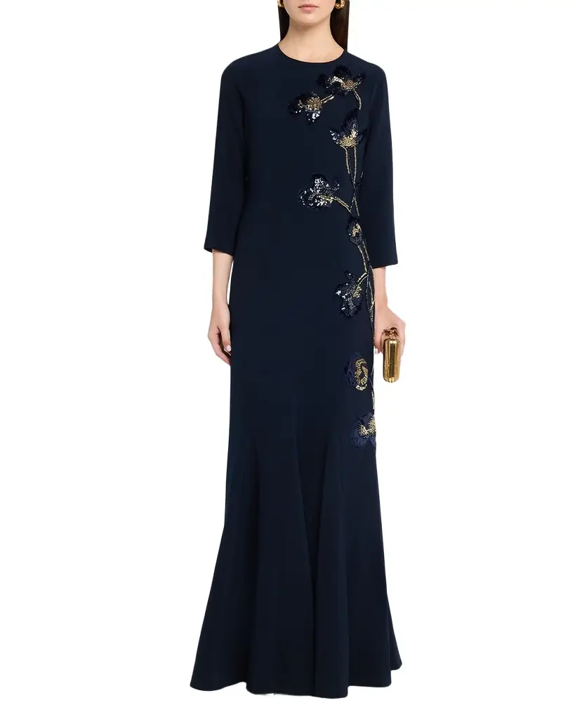 Rickie Freeman for Teri Jon Floral Sequin Godet Gown