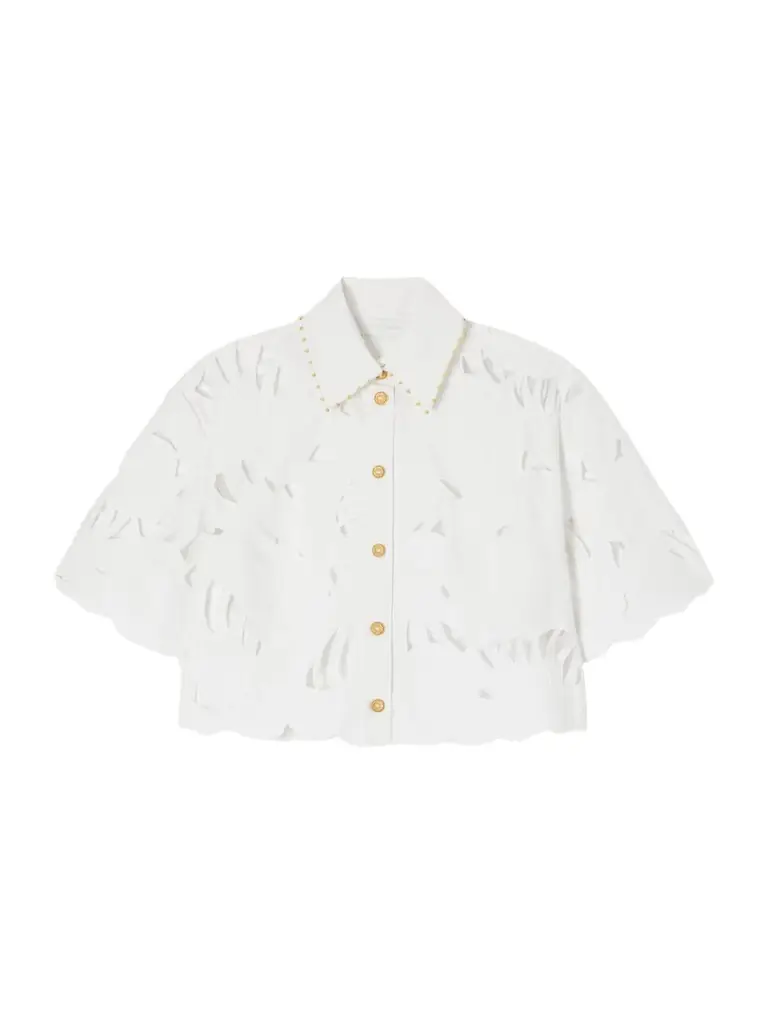 Zimmermann Mahon Cropped Embroidered Cotton Top