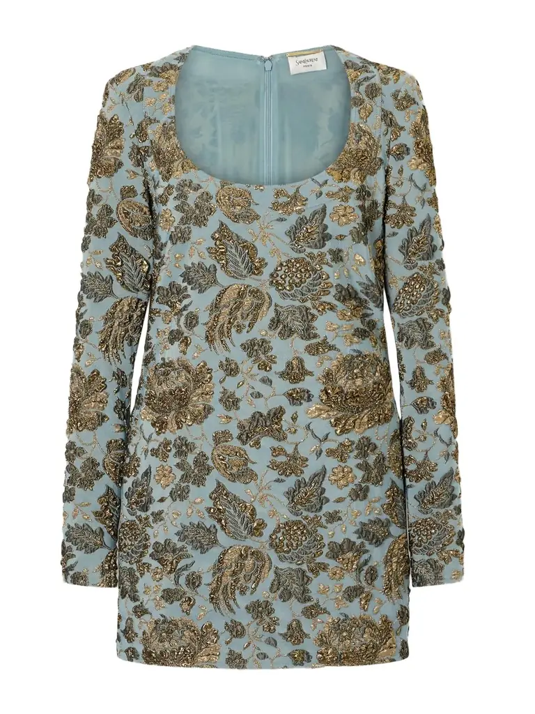 Saint Laurent Jardin Brocade Mini Dress