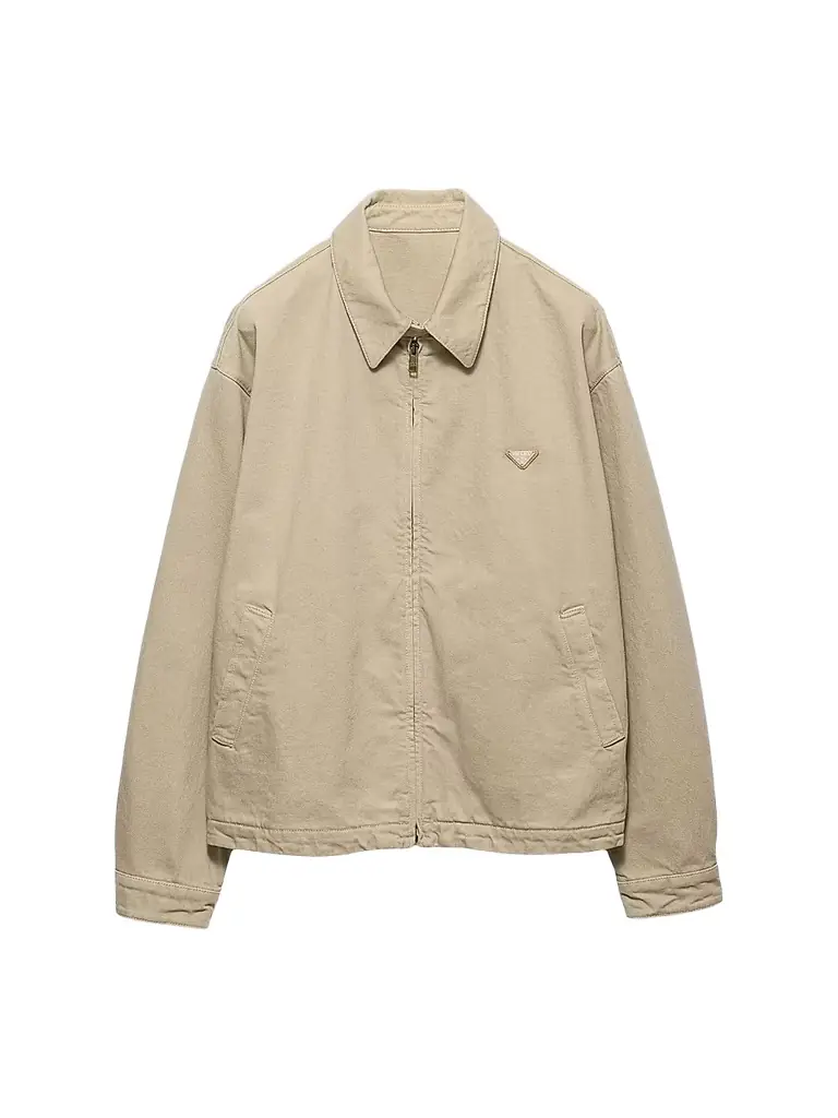 Prada Men's Old Denim Blouson Jacket - Beige Khaki