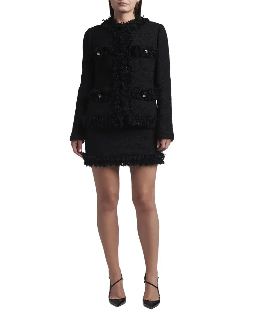 Dolce & Gabbana Paillette Fringe Boucle Jacket