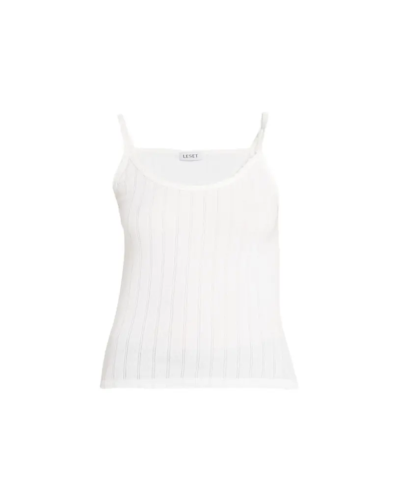 LESET Cotton Pointelle Scalloped Tank Top