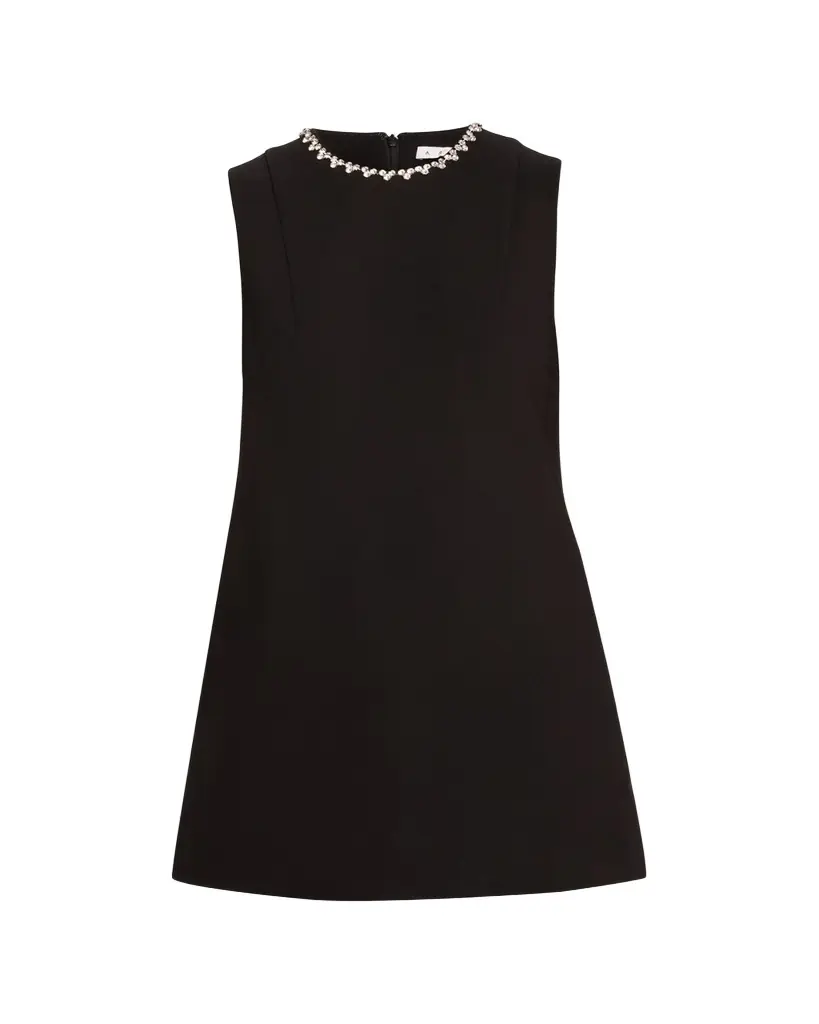 AREA Crystal Heart Backless Mini Dress