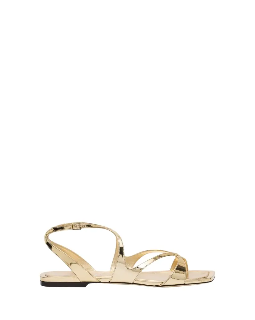 Jimmy Choo Ayla Metallic Leather Ankle-Strap Sandals