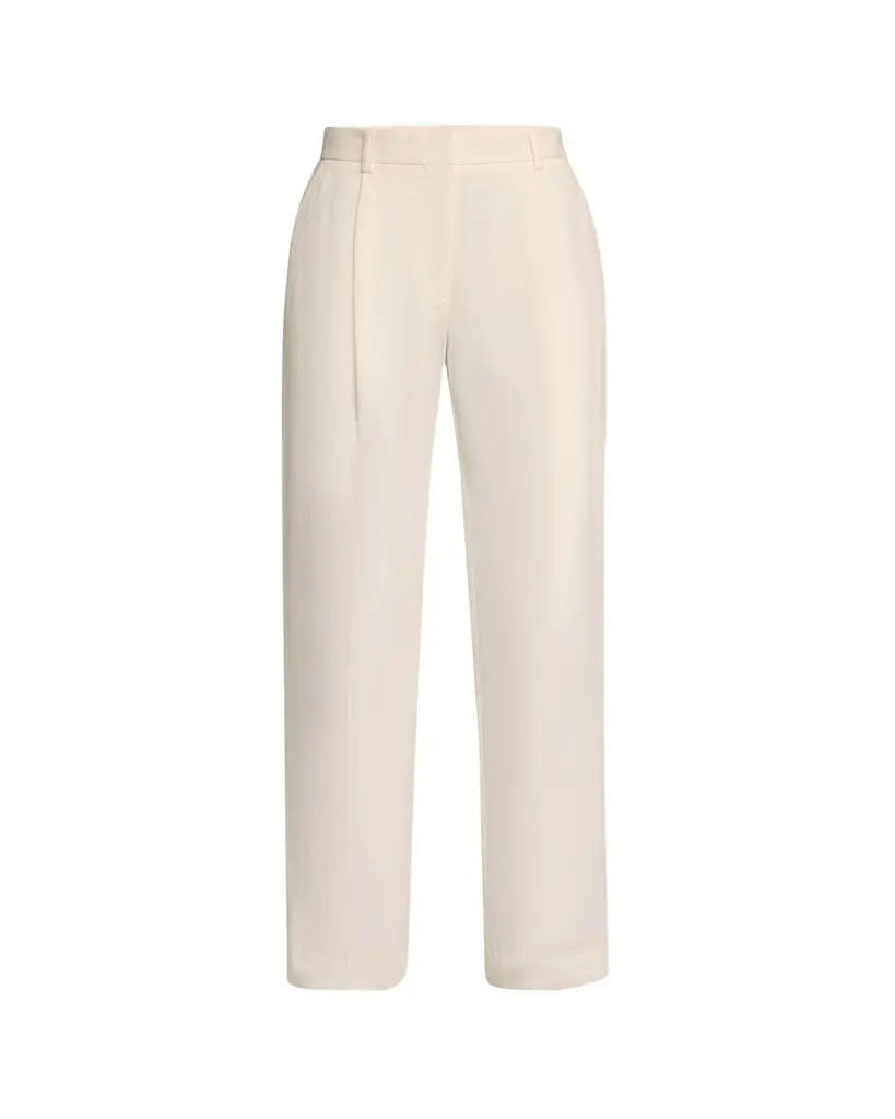 Toteme Slant-Pocket Pleated Straight-Leg Cotton Trousers