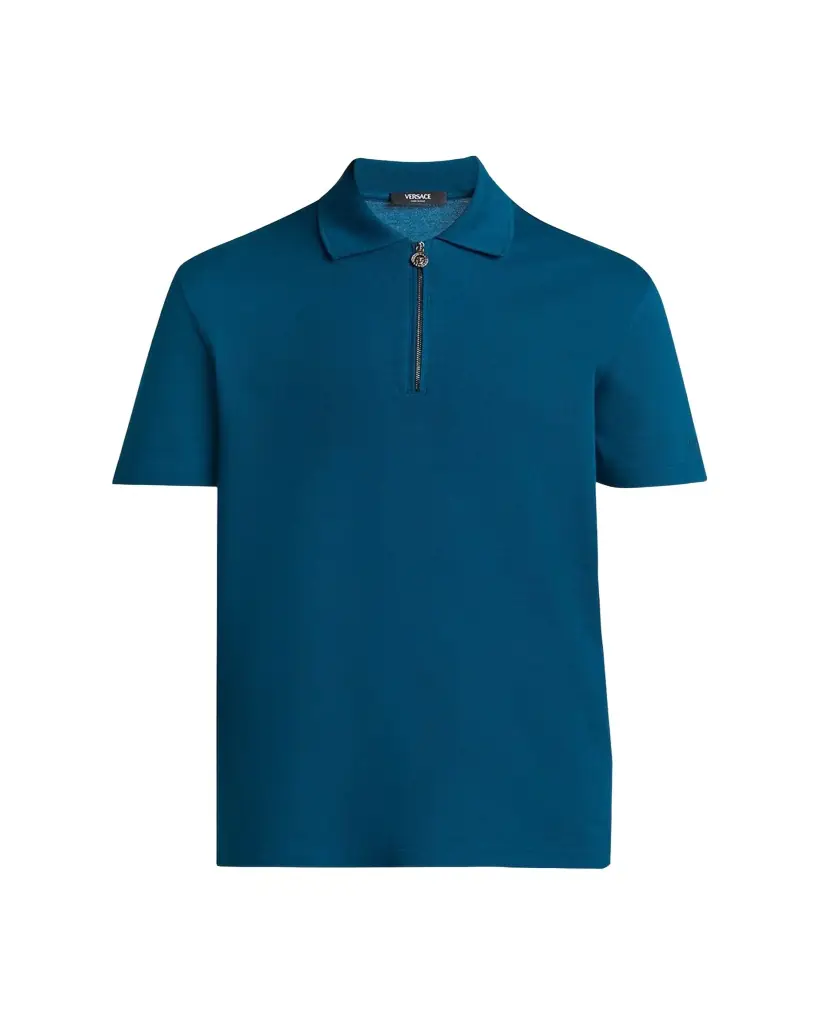 Versace Men's Medusa Zip Pique Polo Shirt