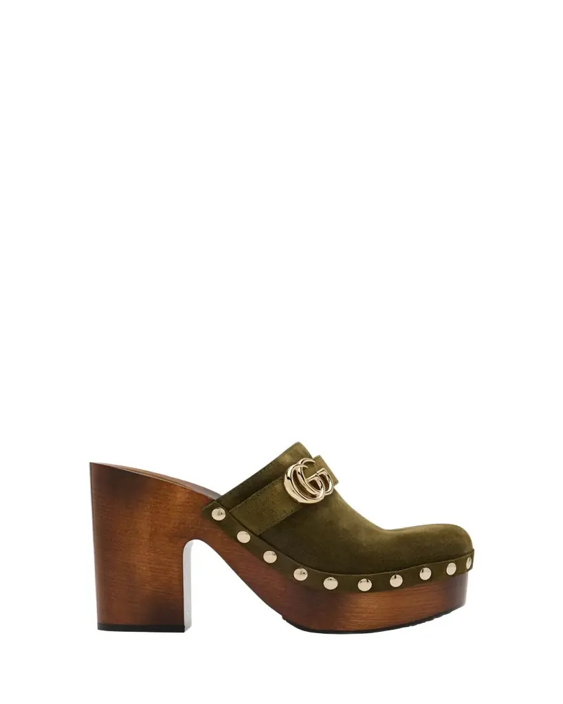 Gucci Marmont GG Suede Platform Clogs