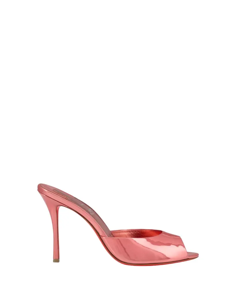 Christian Louboutin 100mm Me Dolly Metallic Leather Slide Sandals
