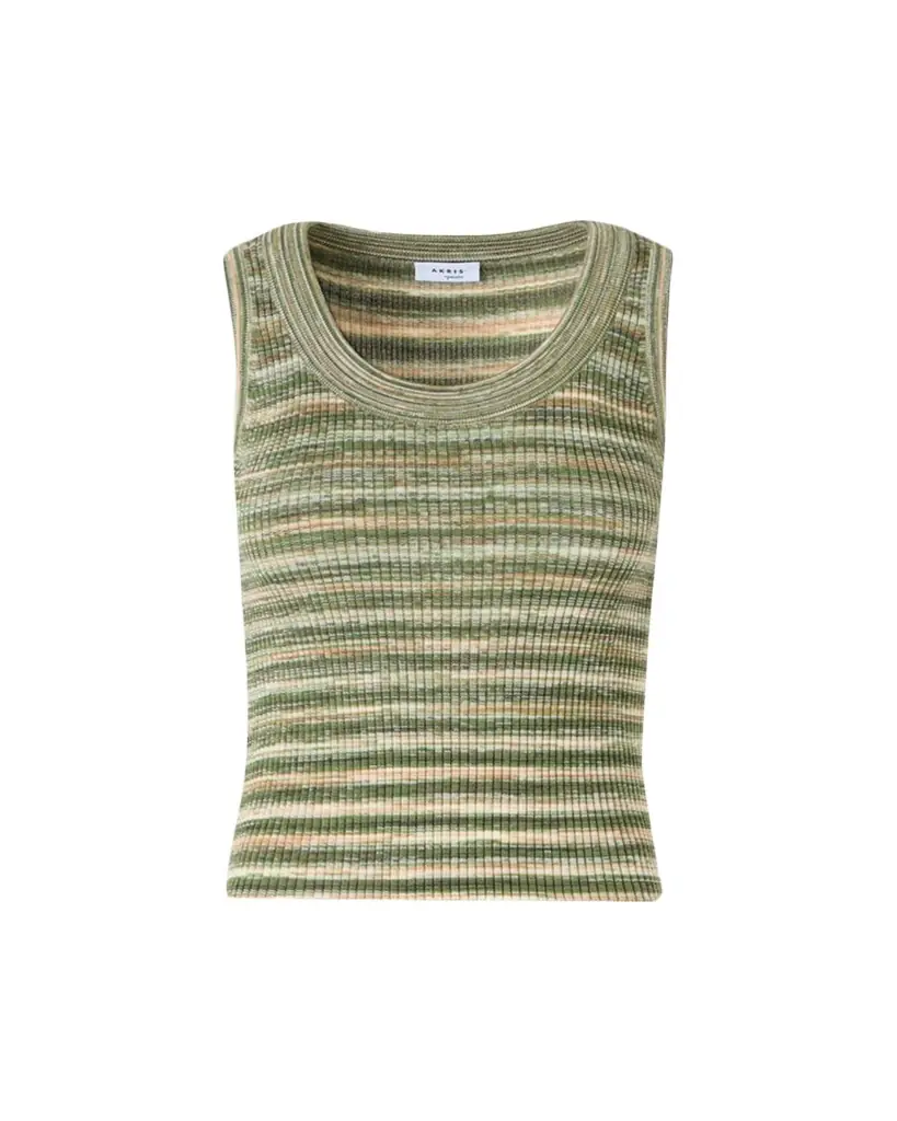 Akris punto Scoop-Neck Space Dye Merino Wool Rib Tank Top