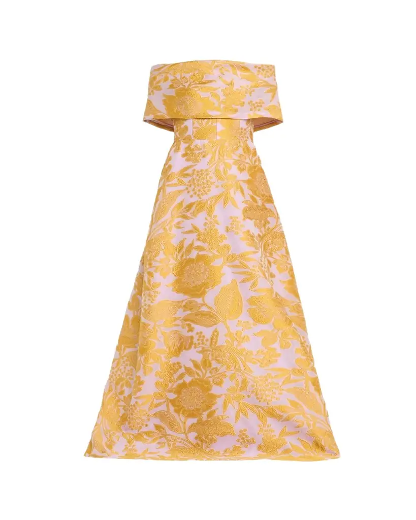 Lela Rose Floral Fil Coupe Off-The-Shoulder Gown