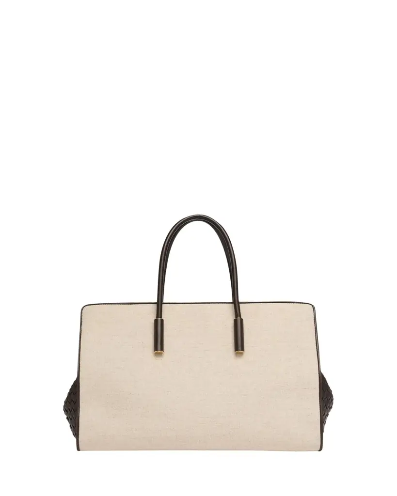 Bottega Veneta Barbara Medium Canvas and Leather Tote Bag