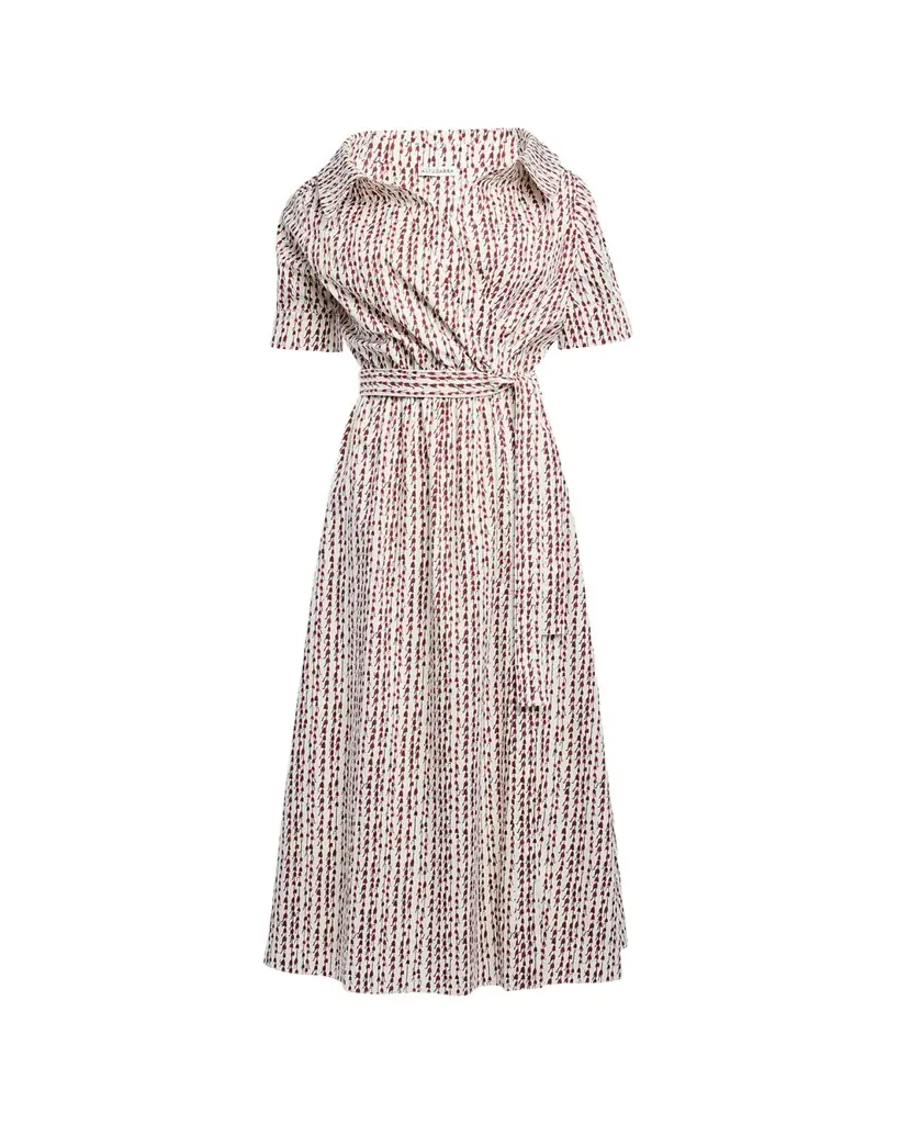 Altuzarra Lydia Abstract-Print Waist-Tie Midi Shirtdress