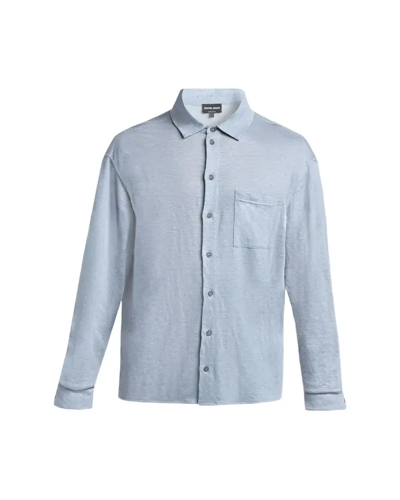 Giorgio Armani Men's Jersey Linen Button-Down Shirt