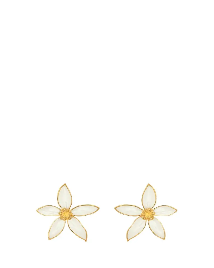 Oscar de la Renta Large Orange Blossom Clip-On Earrings
