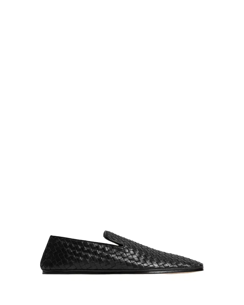 Bottega Veneta Men's Palazzo Intrecciato Leather Square-Toe Slippers