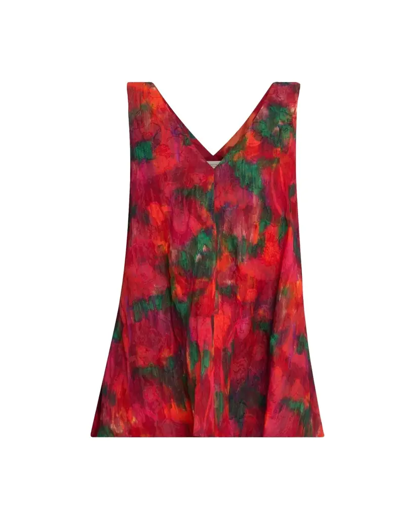 Lafayette 148 New York Sleeveless Abstract-Print Cotton Blouse