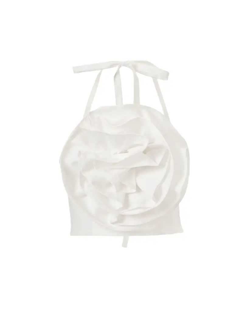 Carolina Herrera Rose Applique Halter Top