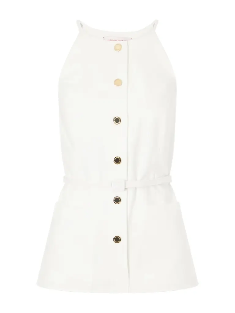 Carolina Herrera Belted Cotton-blend Blouse