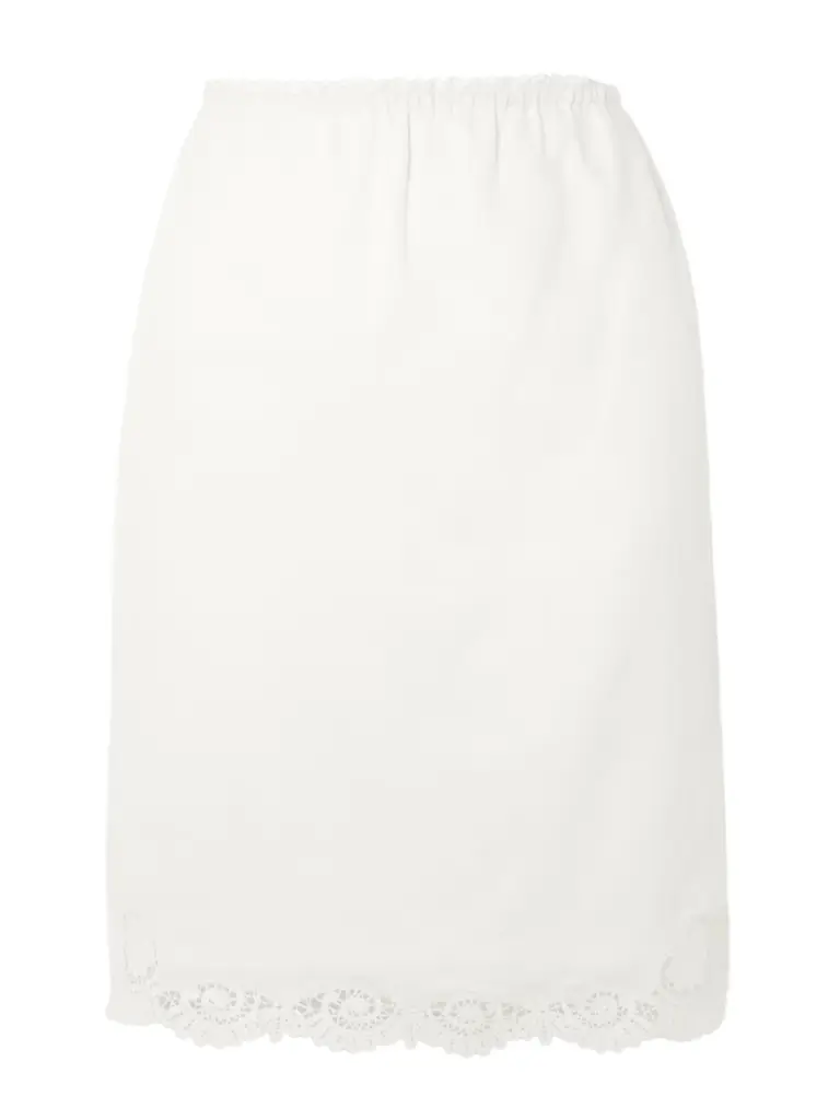 Posse Darya Lace-trimmed Linen And Cotton-blend Midi Skirt