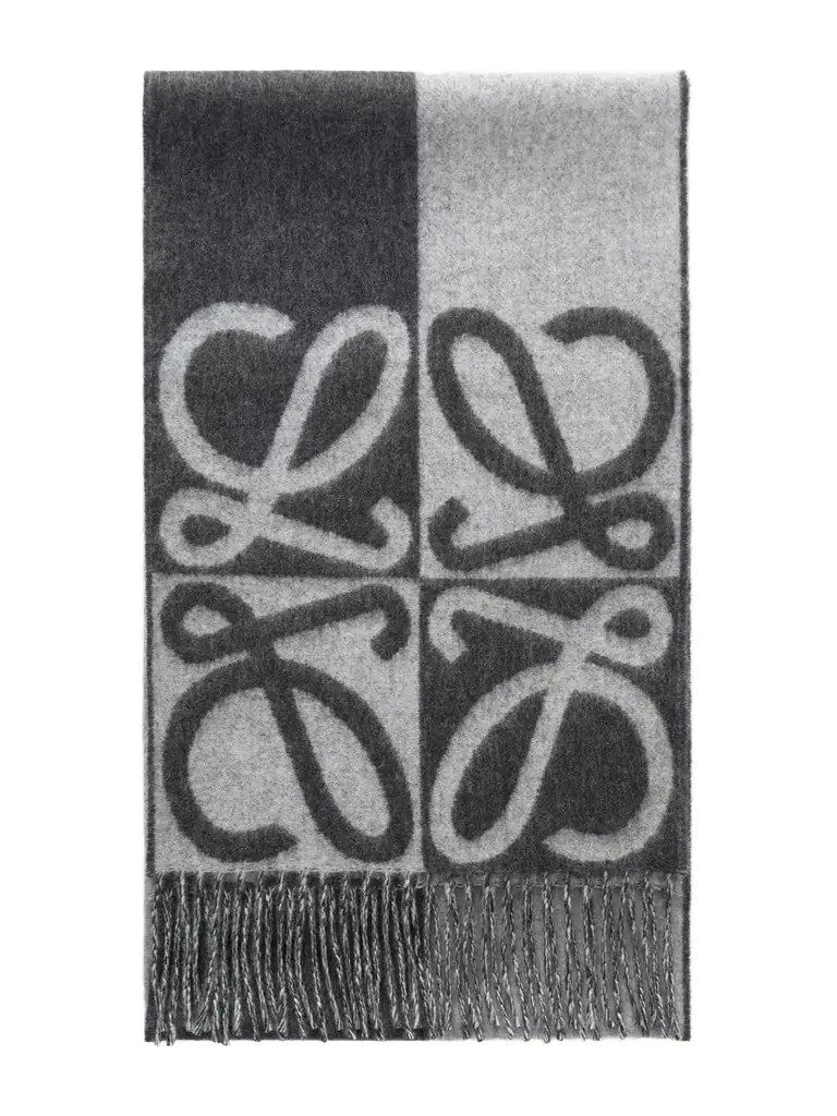Loewe Fringed Wool And Cashmere-blend Jacquard Scarf