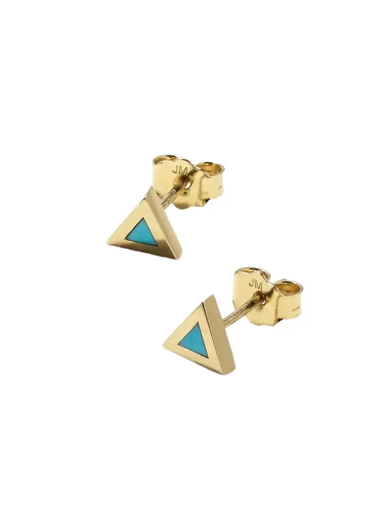 Jennifer Meyer Mini Triangle 18-karat Gold Turquoise Earrings