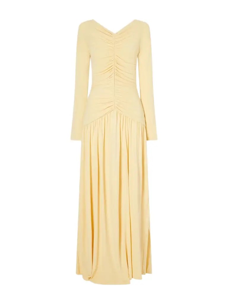 yellow jersey maxi dress Alaa Asymmetric Jersey Maxi Dress Yellow ALAA