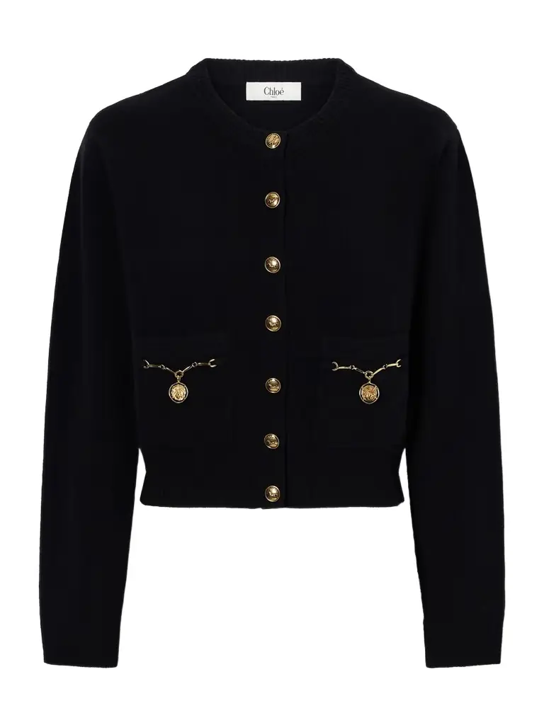 Chloé Cropped Embellished Wool And Cashmere-blend Cardigan