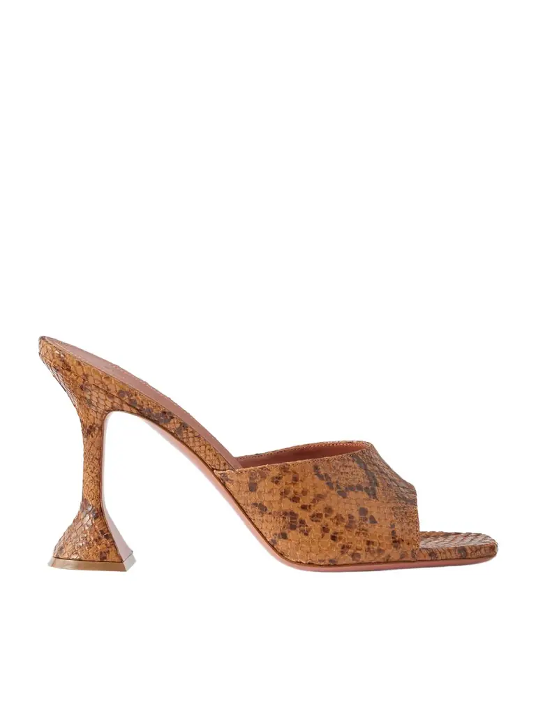 Amina Muaddi Lupita 95 Snake-effect Leather Mules