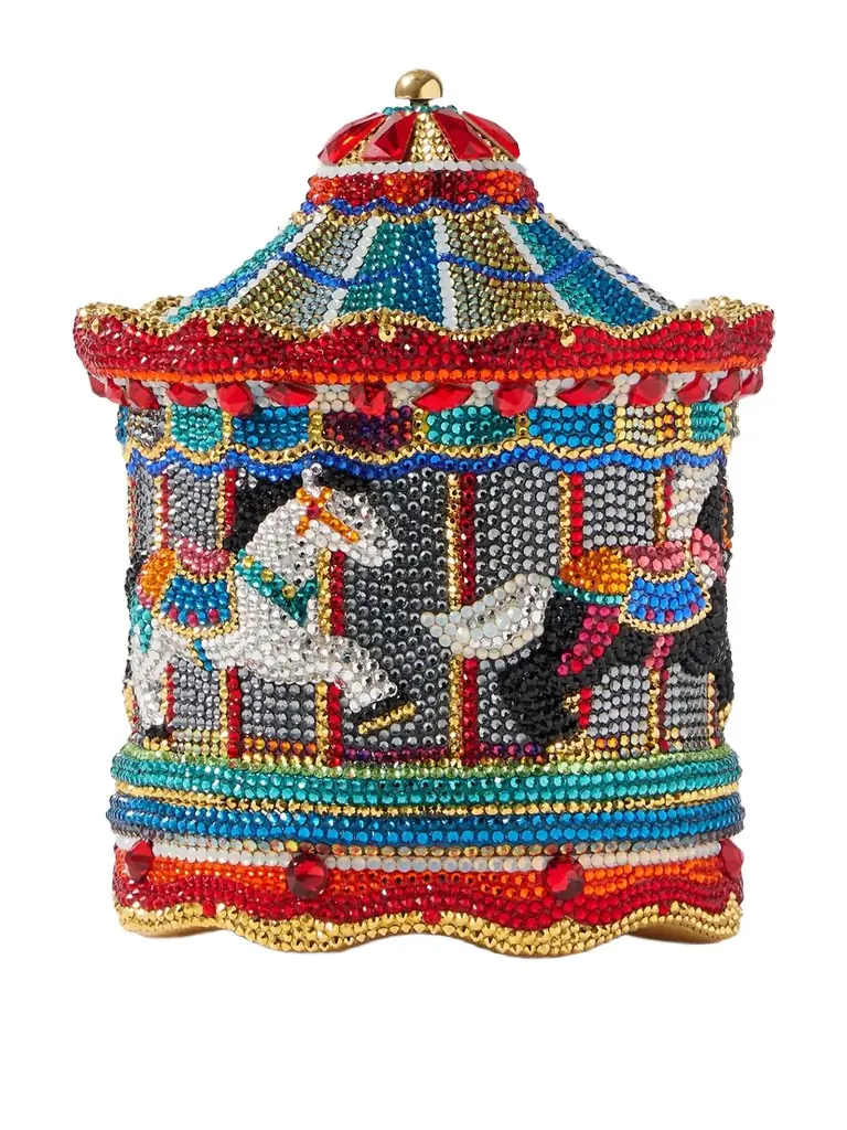 Judith Leiber Couture Jane's Carousel Crystal-embellished Gold-tone Clutch