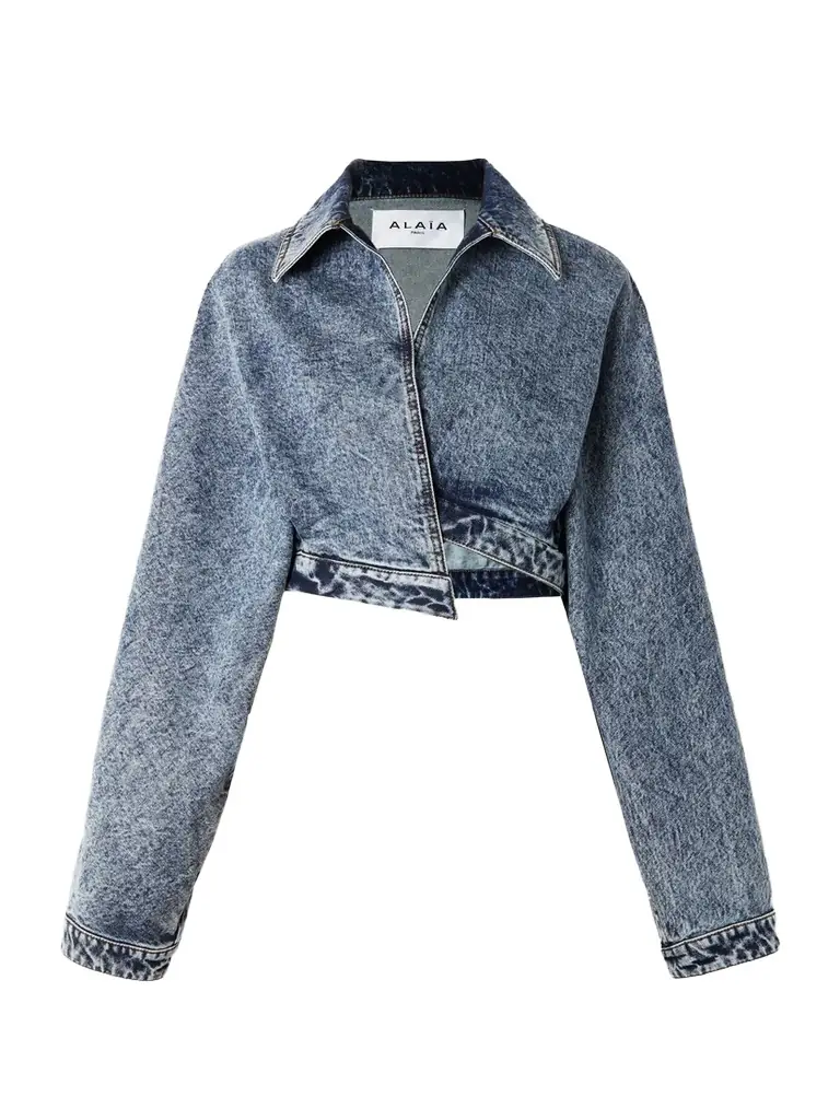 Alaïa Cropped Asymmetric Denim Jacket