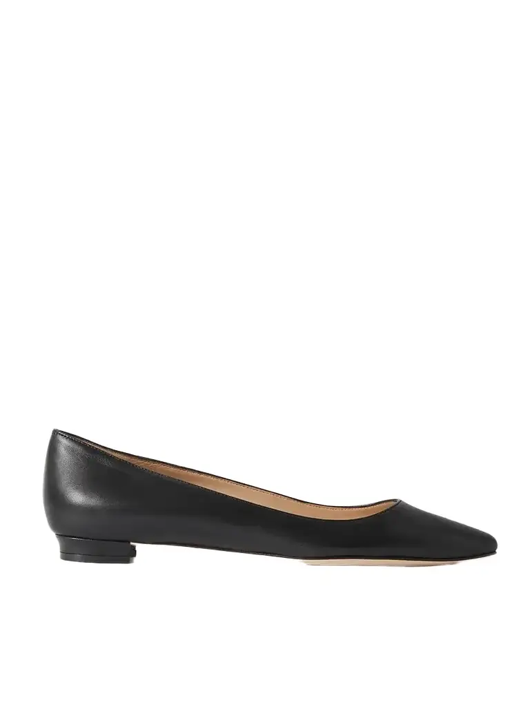 Manolo Blahnik Bb 10 Leather Point-toe Flats