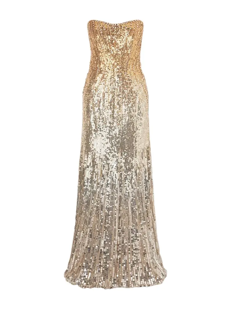 Jenny Packham Lior Embellished Sequined Satin Gown