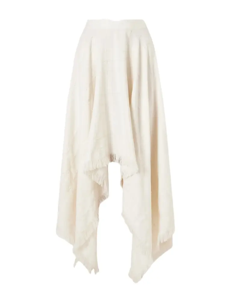 Kallmeyer Frayed Asymmetric Tweed Midi Skirt