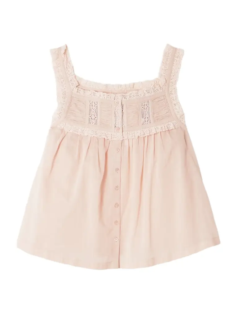DÔEN Fidella Cropped Lace-trimmed Organic Cotton-voile Top
