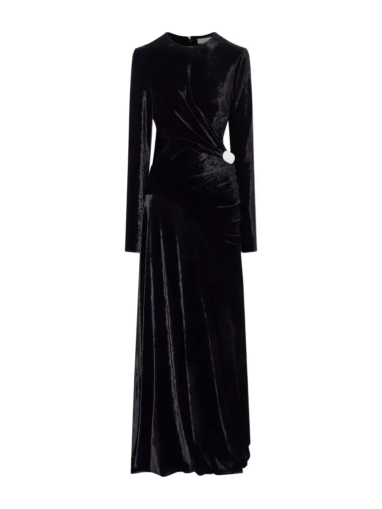 Rabanne Embellished Cutout Velvet Maxi Dress