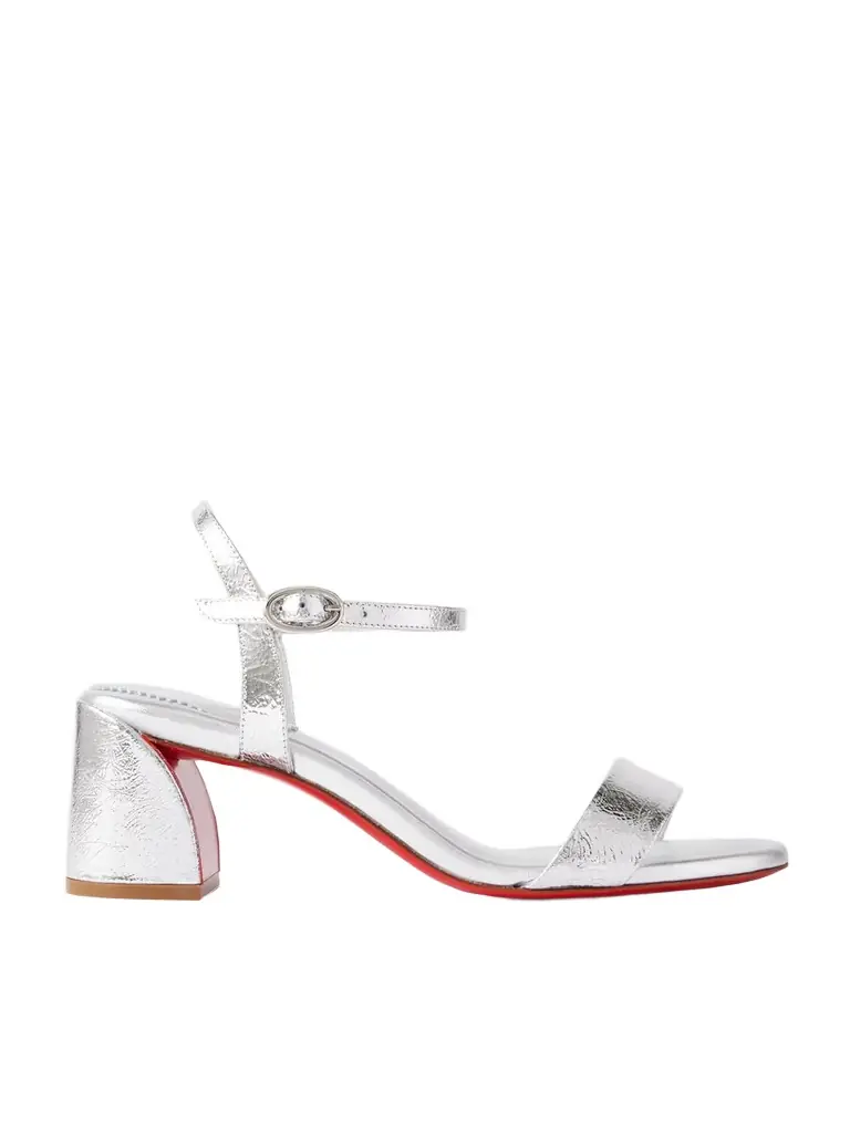 Christian Louboutin Miss Jane 55 Metallic Textured-leather Sandals