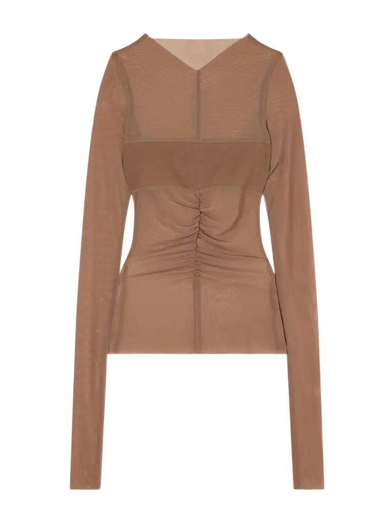 Rick Owens Ruched Stretch-mesh T-shirt