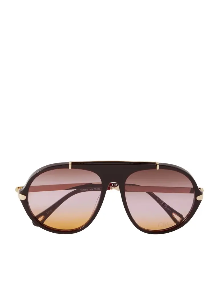 Chloé Aly Aviator-frame Acetate Sunglasses