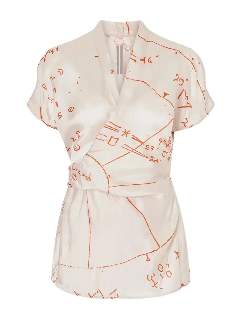 Rick Owens Printed Satin-twill Wrap Top