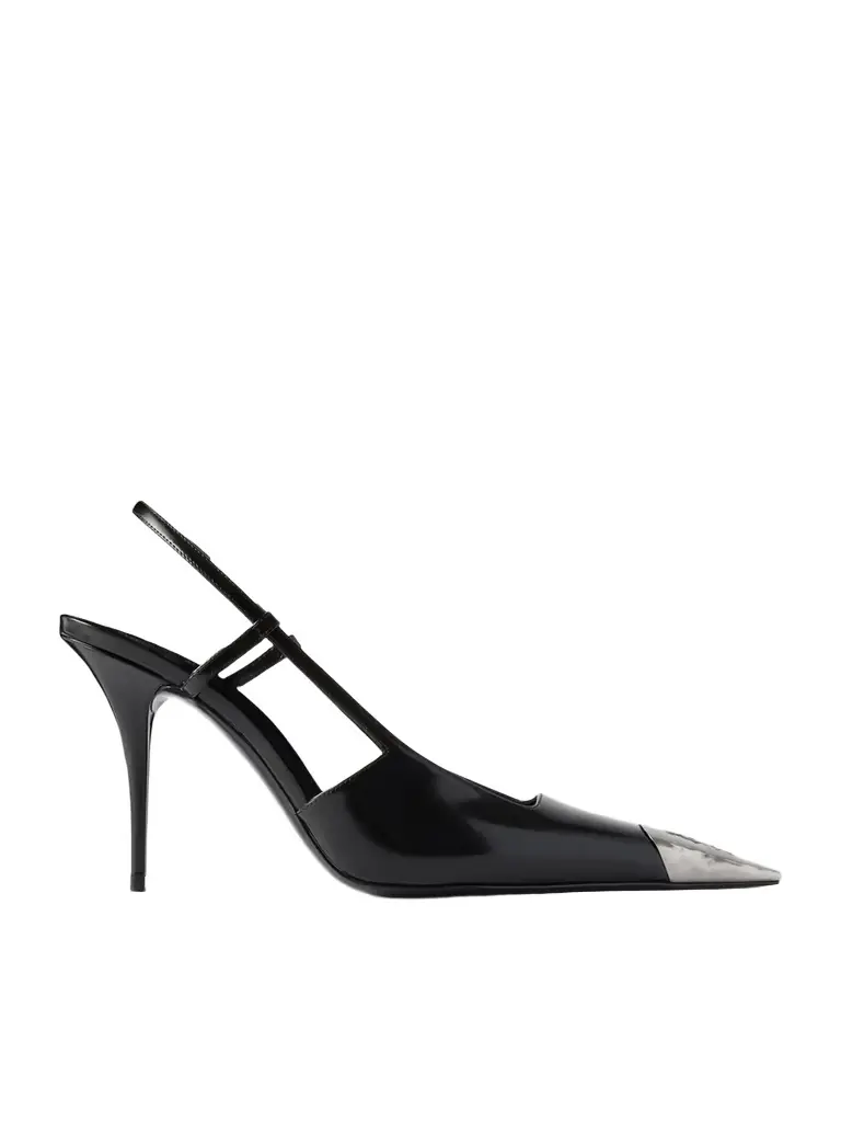 Saint Laurent Jeanne Embellished Glossed-leather Slingback Pumps