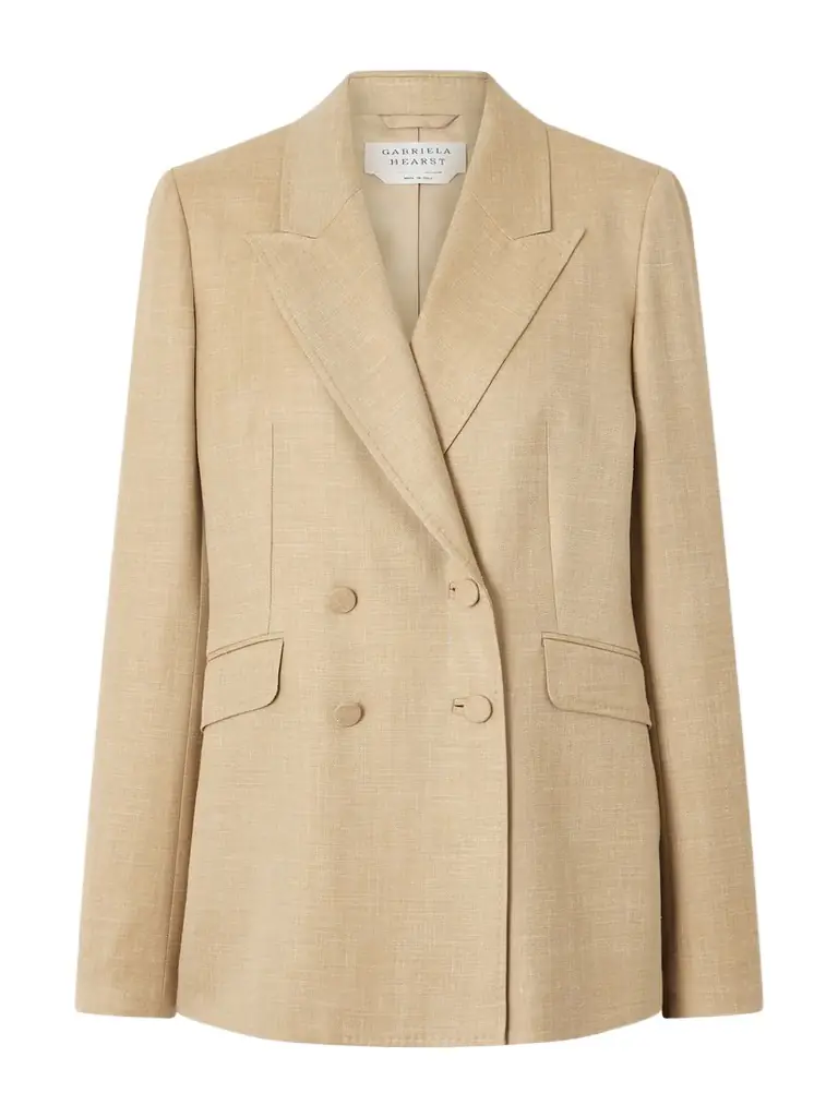Gabriela Hearst Angela Double-breasted Wool, Silk And Linen-blend Blazer