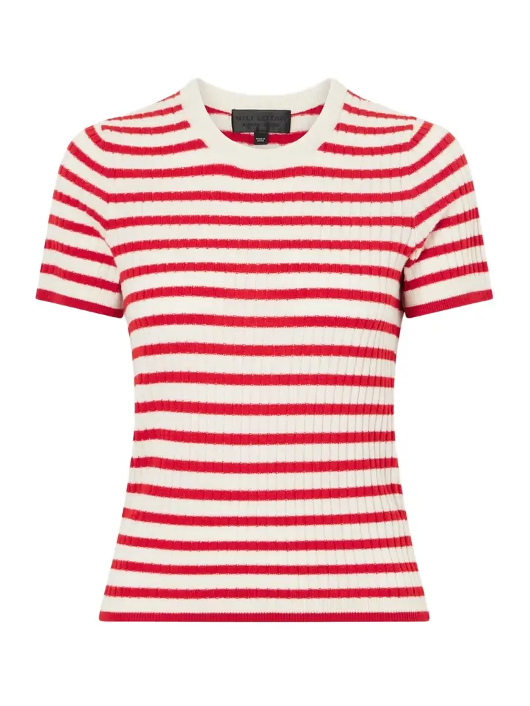 Nili Lotan Alita Striped Cashmere T-shirt