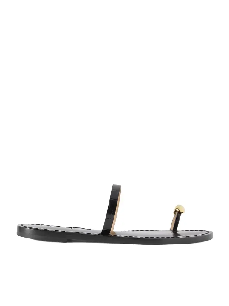 AMANU The Kibera Embellished Croc-effect Leather Sandals