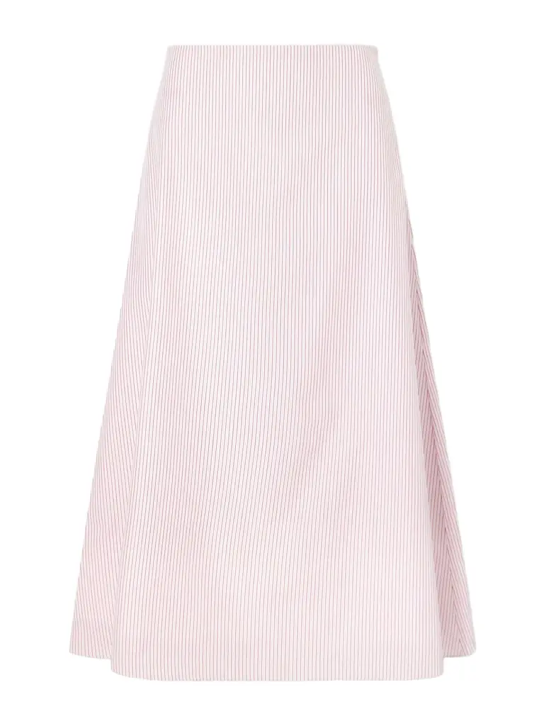 TWP A-line Striped Cotton Midi Skirt